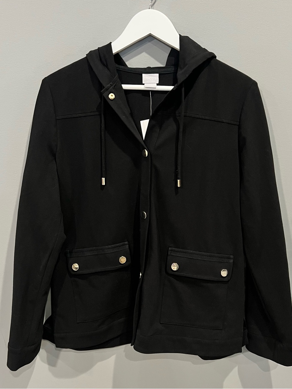 Chico’s Zenergy Polished Hoodie Jacket Chico’s Size 1 (M/8) Black NWT